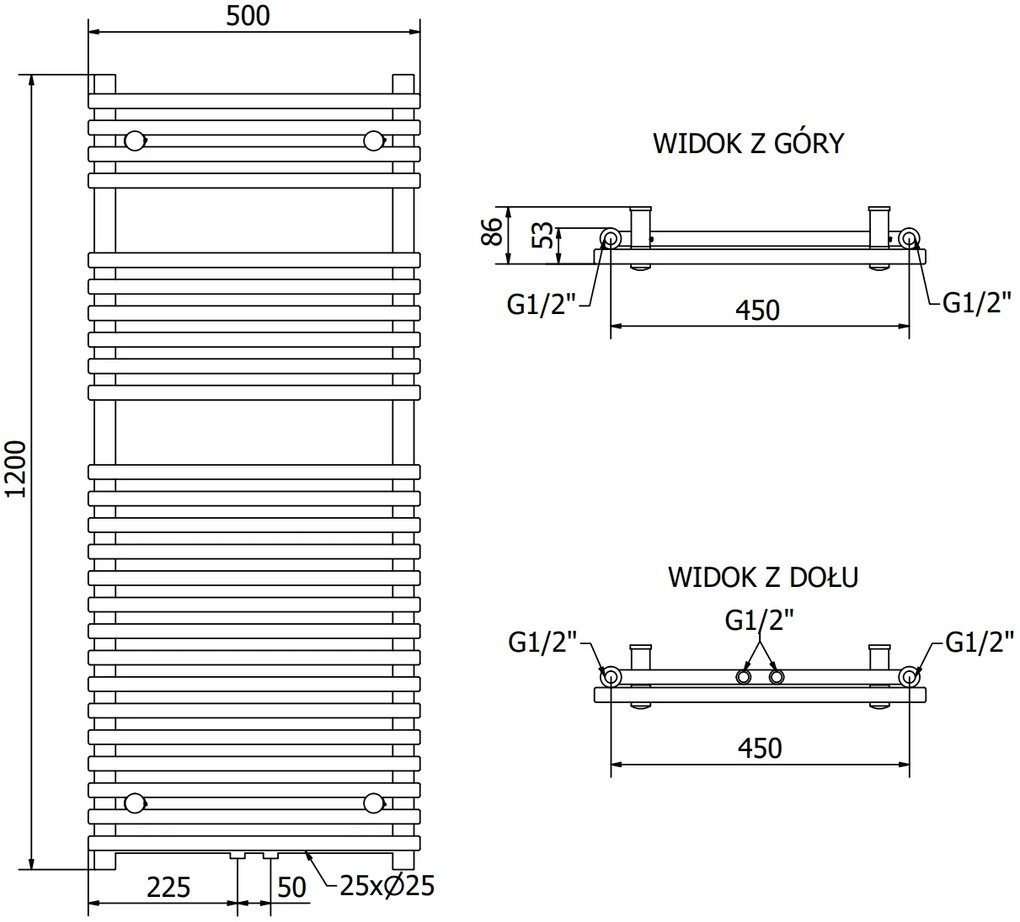 Mexen Sol vykurovacie teleso 1200 x 500 mm, 569 W, biela, W125-1200-500-00-20