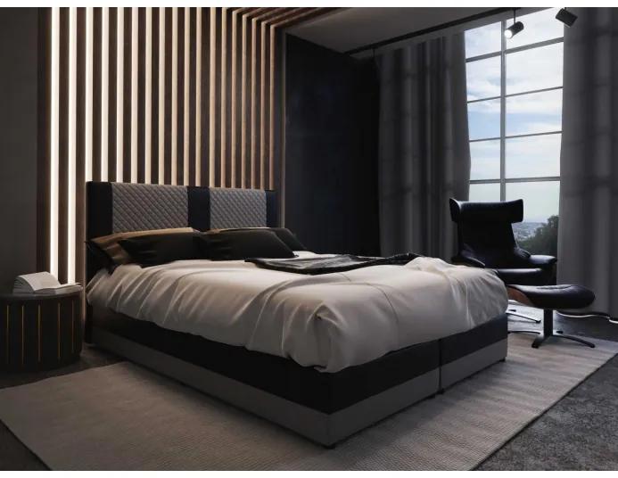 Moderná boxpringová posteľ PIERROT 160x200, šedá + čierna