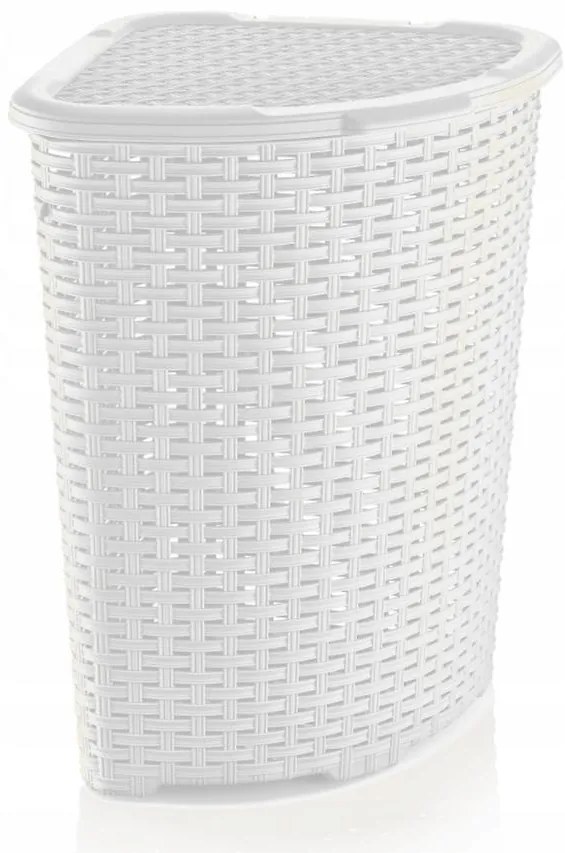 Kôš Katex rohový 52l rattan /biela/ 402x402x58