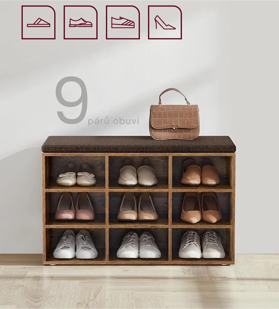 Botník Vasagle Endersen 78,5 cm hnedý/čierny