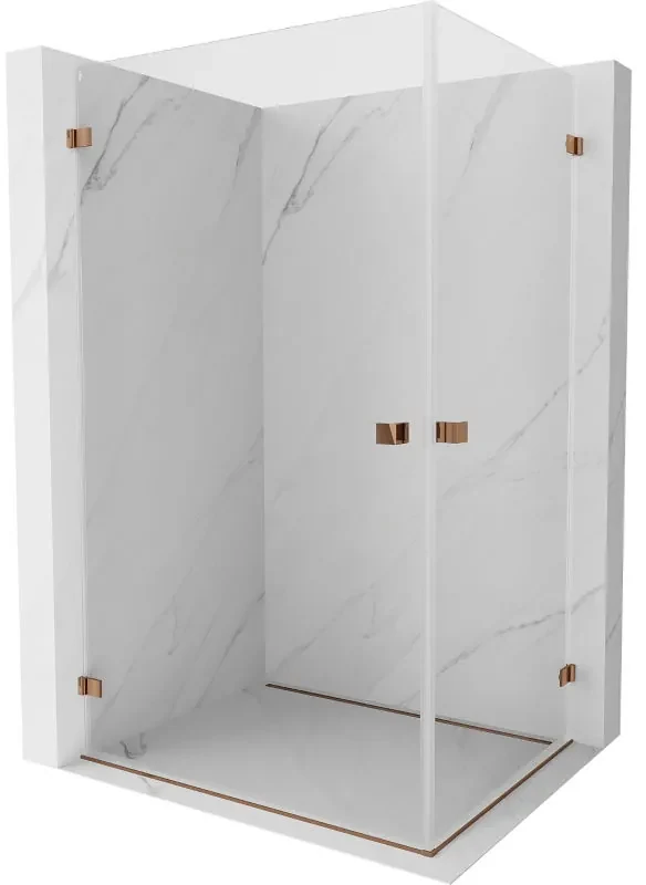 Mexen Lunar-B Duo výklopný sprchový kút 100 x 85 cm, číre sklo, ružové zlato, 832-100L-085P-60-00