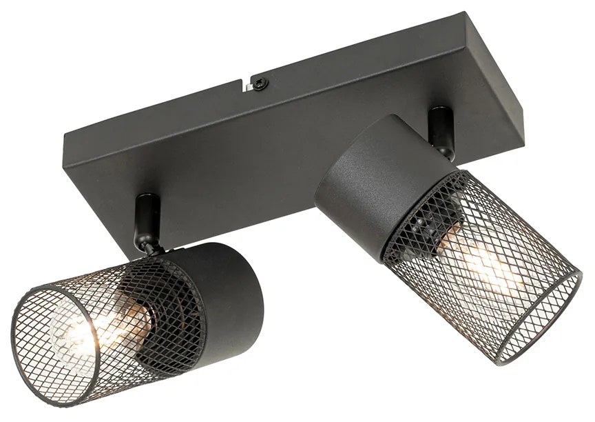 Priemyselné bodové svetlo čierne 2-žiarovkové nastaviteľné - Jim