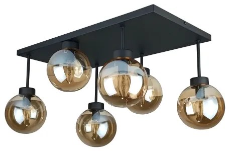 Prisadený luster DEA 6xE14/60W/230V čierna/dymová béžová