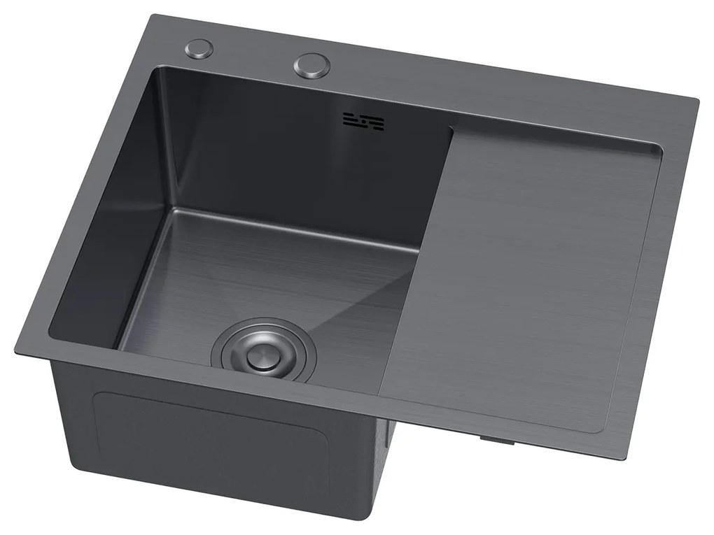 Erga HD, 1-komorový oceľový drez 580x480x210 mm, ľavý, grafitová, ERG-MLS-HD5848LB