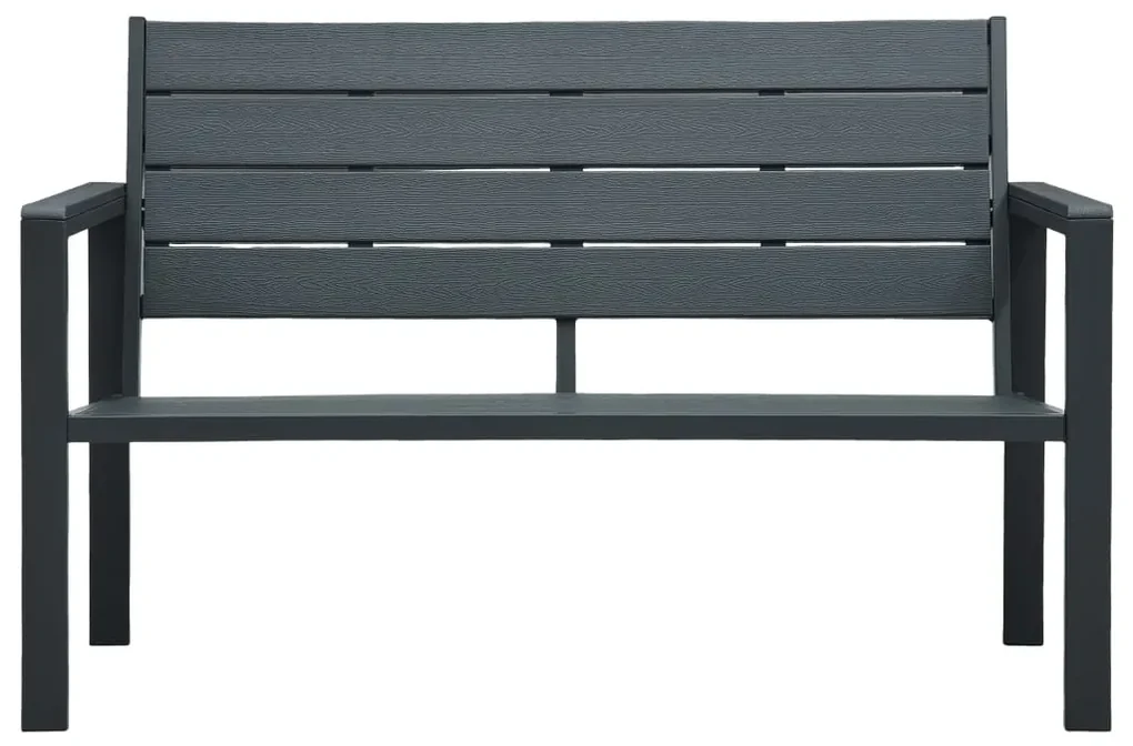 vidaXL Záhradná lavička 120 cm, HDPE, sivá, drevený vzhľad