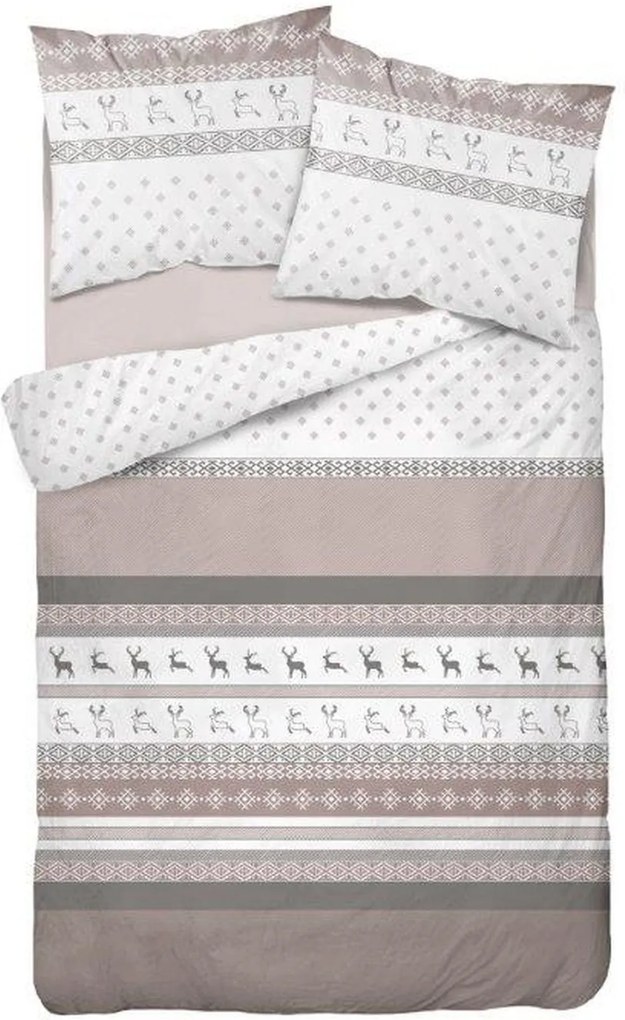 DomTextilu Originálne vianočné obliečky na posteľ v béžovej farbe 160x200 cm  3 časti: 1ks 160 cmx200 + 2ks 70 cmx80 36860-176061