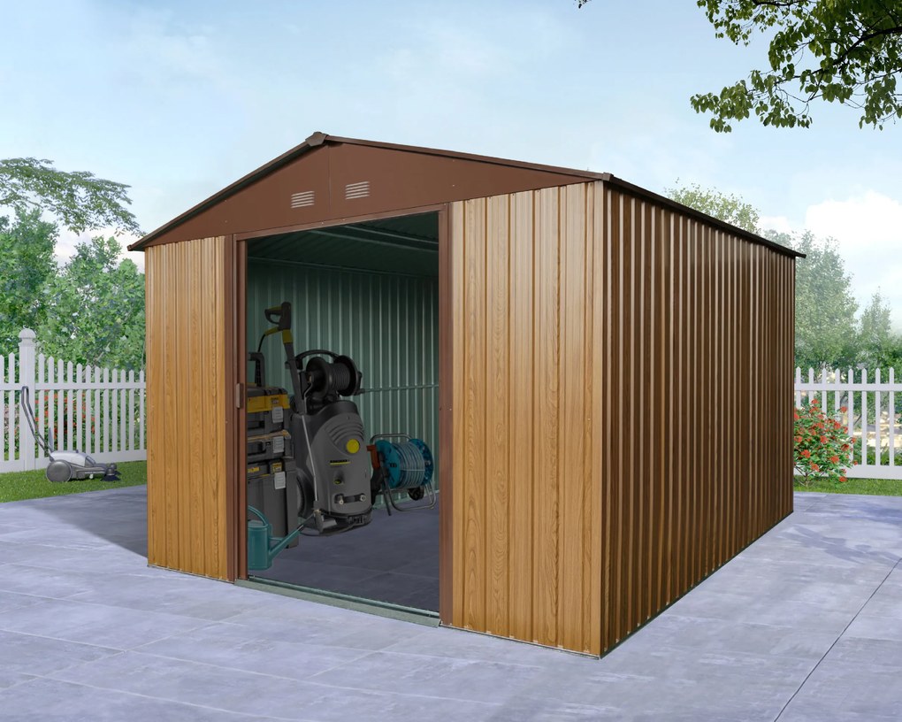 Záhradný domček BestBerg ZDB-9D / 9 m² / 279 x 324 x 211 cm / dekor červené drevo / hnedá
