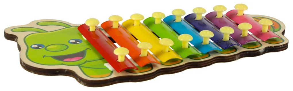 KIK Farebný drevený cimbal pre deti húsenica