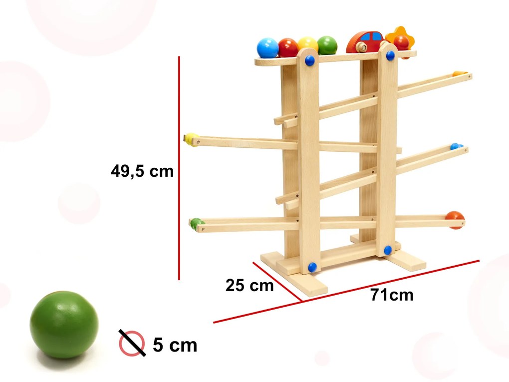 KIK Drevená montessori guľôčková dráha XXL