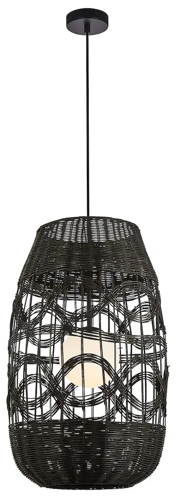 Závesné svietidlo Arona, 1x čierne ratanové tienidlo, (fi 40cm), b