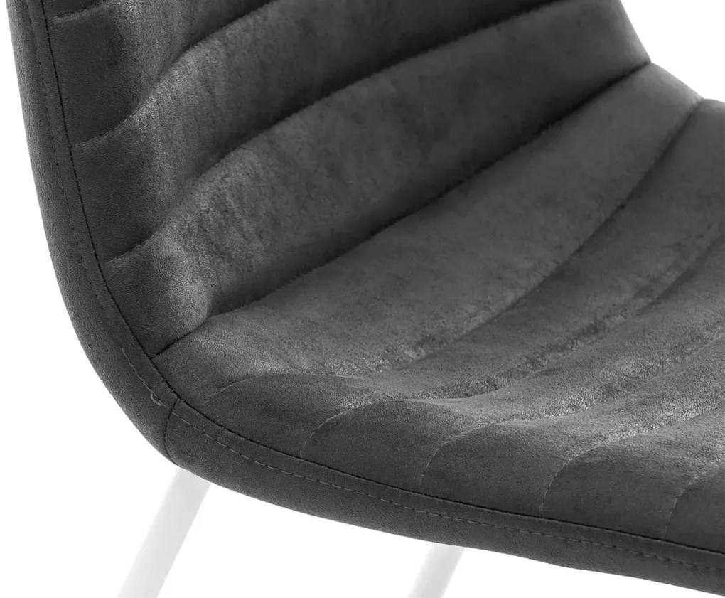furniture-nabytek.cz - Masivní jídelní sestava Bullwer se 4 židlemi Milton, akácie/látka/kov, lakovaná, šedo-bílá