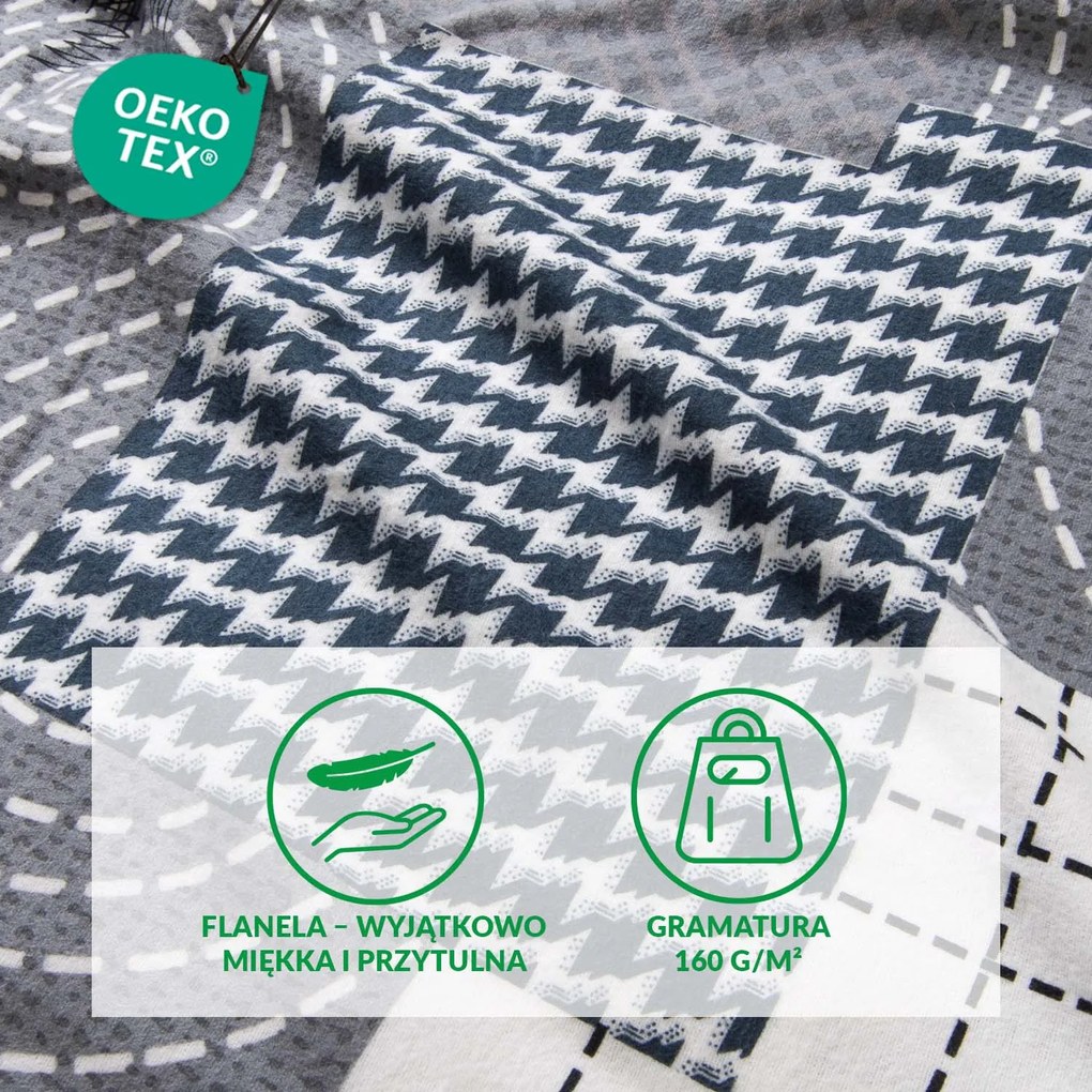FLANELOVÉ OBLIEČKY FLANELOVE 180X200 CM, 2KS 70X80 CM VZOROVANÉ