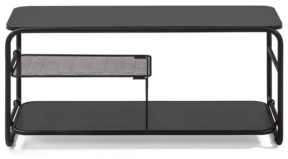 Čierny televízny stolík Kave Home Academy, 98 × 46 cm