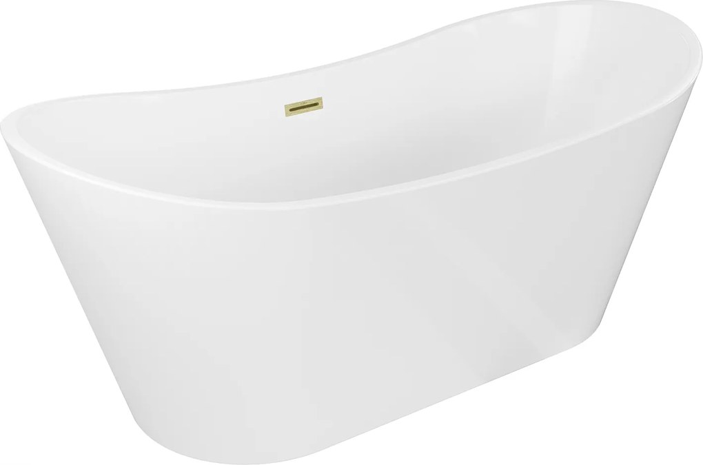 Mexen Montana voľne stojaca vaňa 180 x 90 cm, biela, prepad zlatý brúsený