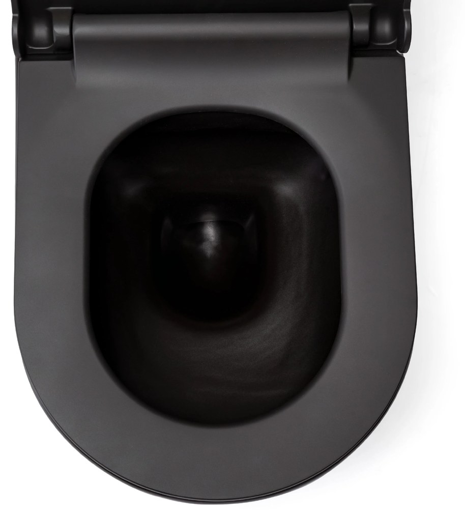 Cerano Puerto, závesná WC misa Rimless 50x35 cm bez WC sedadla, čierna matná, CER-CER-403392