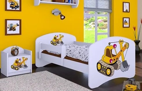 MAXMAX Detská posteľ bez šuplíku 140x70cm ŽLTÝ BAGR