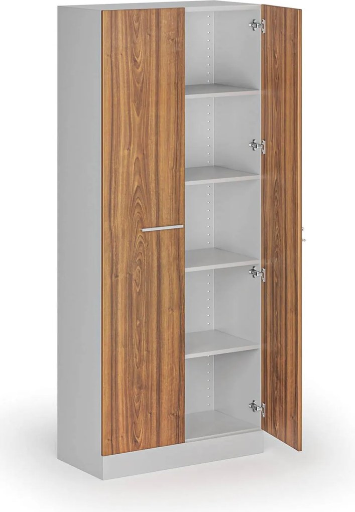 Kovová spisová skriňa s drevenými dverami, demontovaná, 1950 x 800 x 400 mm, orech