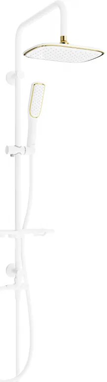 Mexen sprchový stĺp T49 s hornou a ručnou sprchou hlavicou, biely / zlatý - 798494993-25