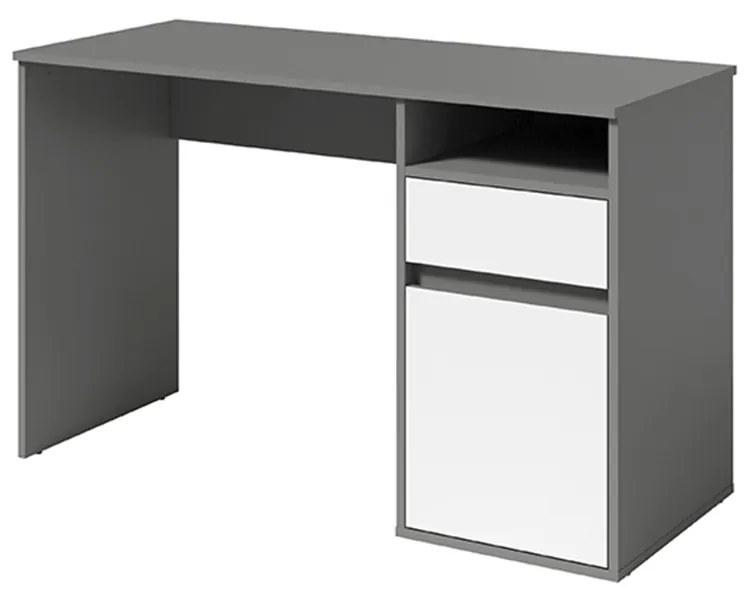 Kondela PC stôl, tmavosivá-grafit/biela, BILI