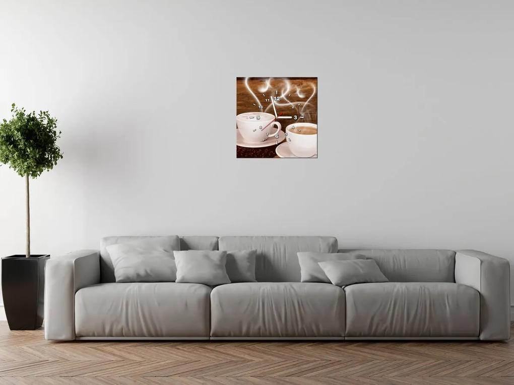 Gario Obraz s hodinami Romantika pri káve Rozmery: 40 x 40 cm