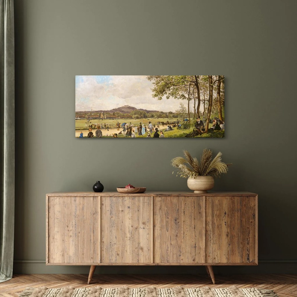 Obraz - French 19th Century, Race Course at Longchamps, reprodukcia (120x50 cm)