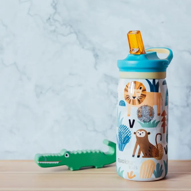 Nerezová termofľaša s náustkom Pop Kids Safari 445 ml