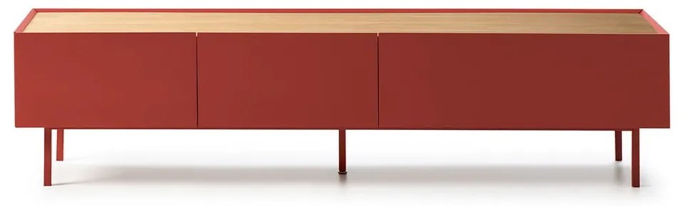 Červený TV stolík v dekore duba 180x45 cm Arista – Teulat