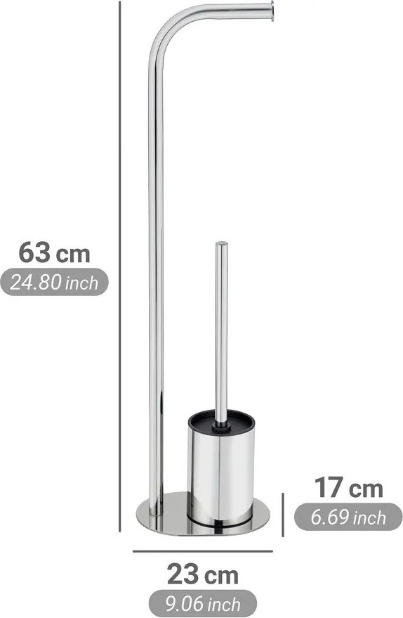 Stojan na toaletný papier s kefou z nehrdzavejúcej ocele v lesklo striebornej farbe Levante – Wenko