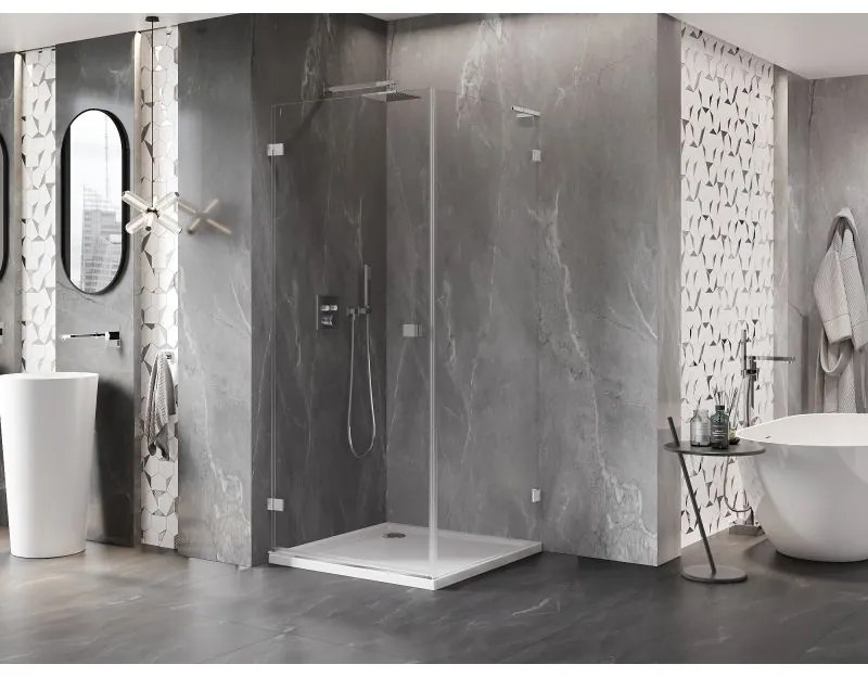 Mexen Lunar-B L, 1-krídlový sprchový kút, ľavý, 90 x 90 cm, 8mm číre sklo, chrómový profil, 832L-090-090-01-00-L