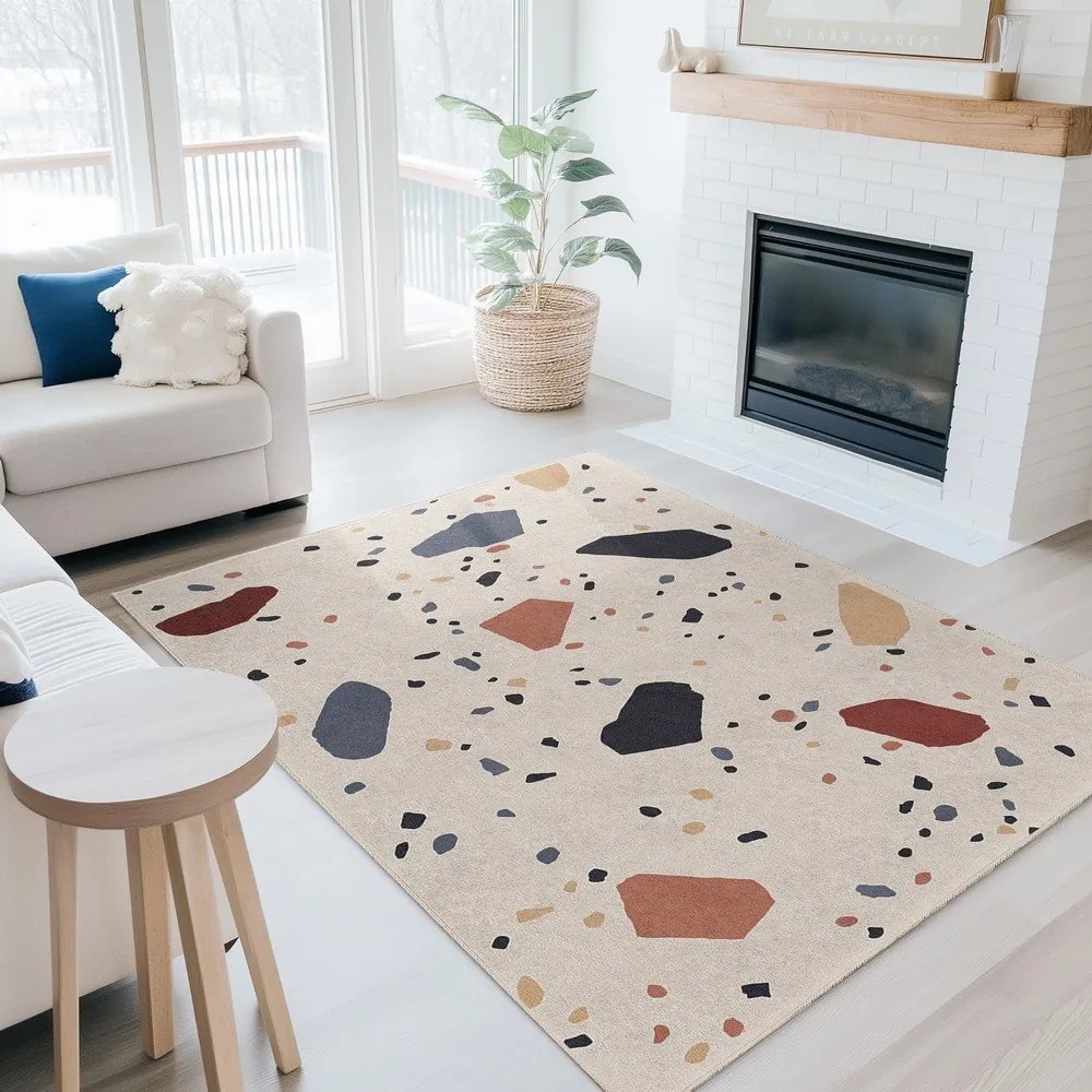 Krémový prateľný koberec 80x150 cm Cracked Terrazzo – Mila Home