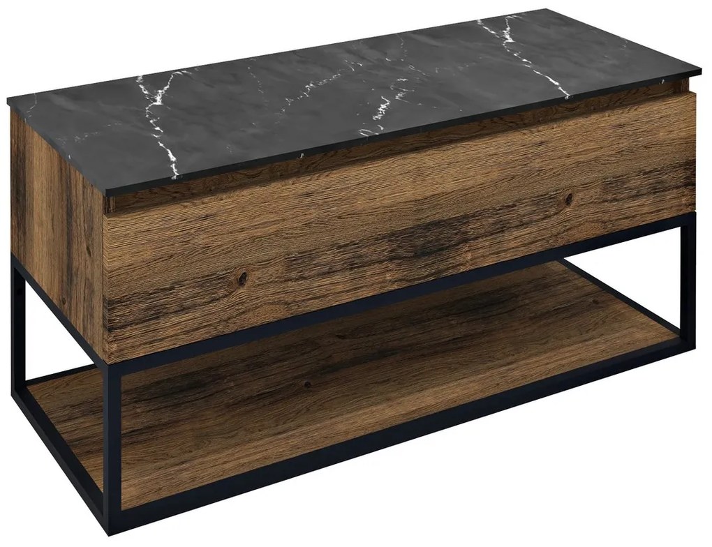 Sapho Sapho, SKARA umývadlová skrinka 100x50x45cm, čierna mat/dub collingwood, CG009-1919