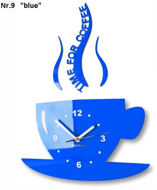 Nástenné hodiny Time for coffee modrá