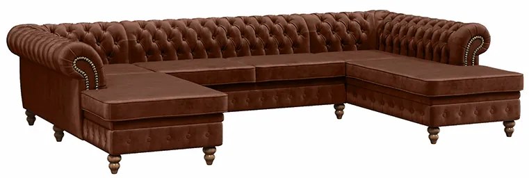 PROXIMA.store - Luxusná sedačka CHESTERFIELD LONG U FARBA NÔH: orech, DRUH LÁTKY: TORRE - 8, FARBA OZDOBNÝCH ŠPENDLÍKOV: staré zlato