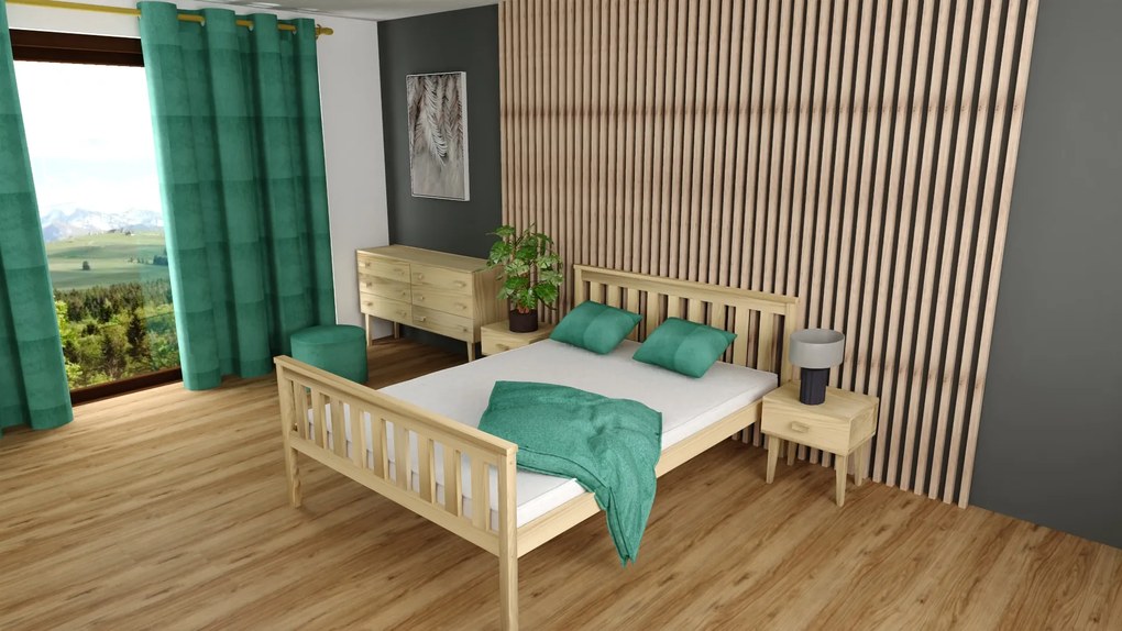 Posteľ KALEA 90 x 200 cm, borovica Rošt: S lamelovým roštom, Matrac: Bez matraca