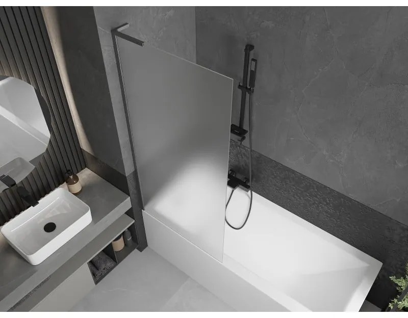 Mexen Next L, 1-krídlová vaňová zástena 80 x 150 cm, 6mm sklo námraza, grafitový profil, 895-080-000-03-30-66