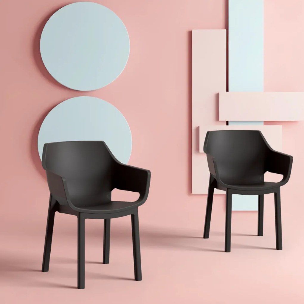 DORA záhradná stolička s podrúčkami black