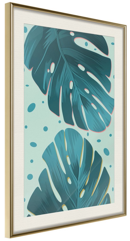 Artgeist Plagát - Dewy Leaves [Poster] Veľkosť: 20x30, Verzia: Zlatý rám