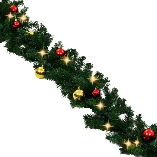 vidaXL Vianočná girlanda s ozdobami a LED svetielkami 5 m-
