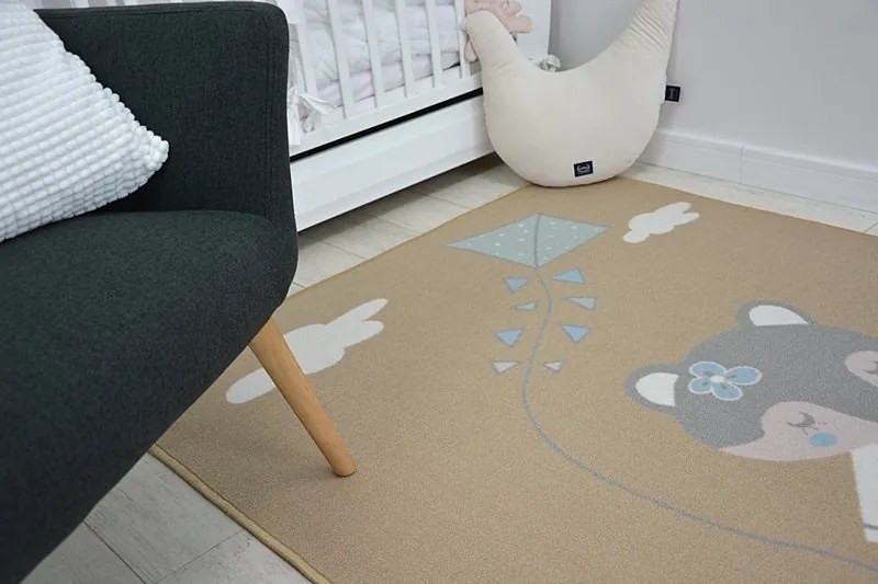 styldomova Detský hnedý koberec protišmykový LOKO myška