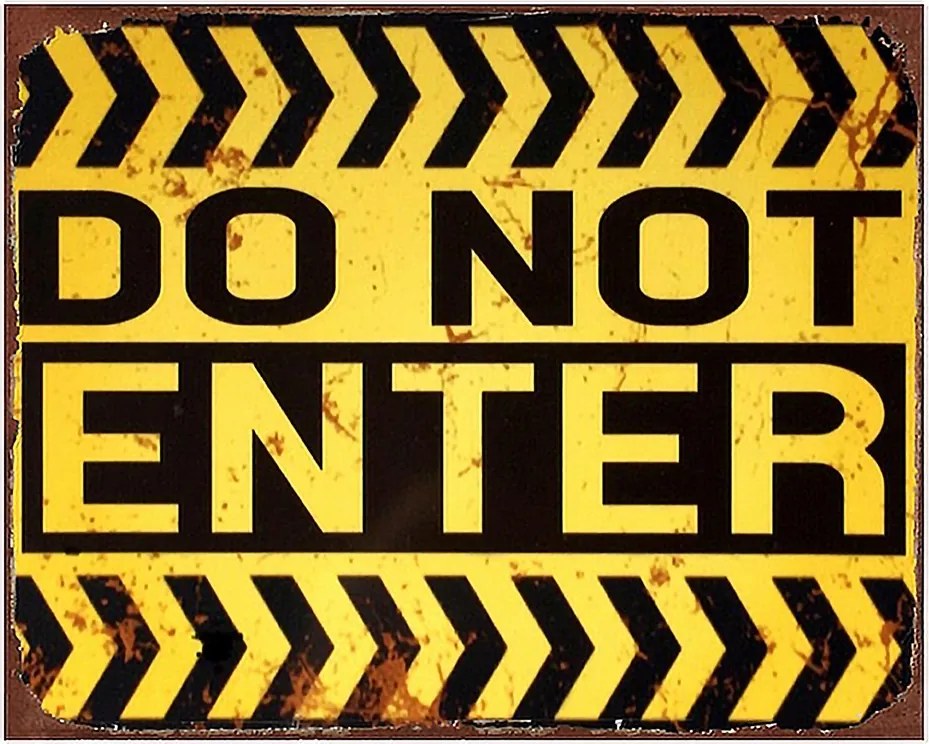 Čierno-žltá nástenná kovová ceduľa Do Not Enter - 25*1*20 cm