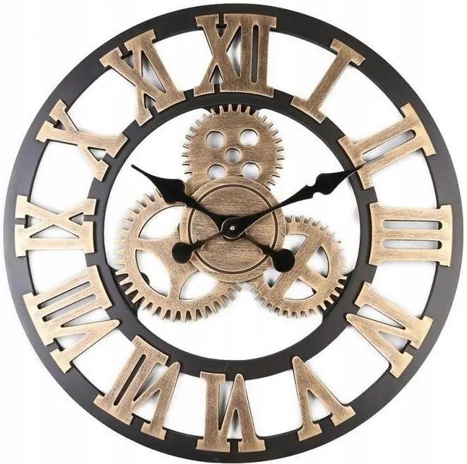 Tutumi 3D nástěnné hodiny Oras 60 cm zlato-černé