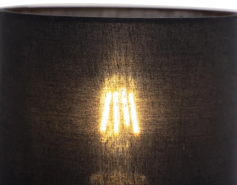 Art Deco nástenná lampa čierna s čiernym bavlneným tienidlom - Stacca