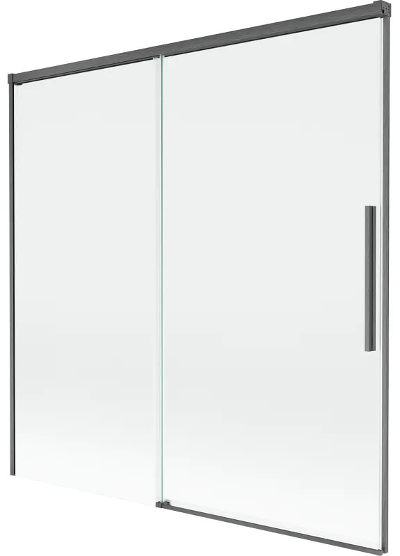Mexen Rox, 2-krídlová posuvná vaňová zástena 160 x 150 cm, 8mm číre sklo, brúsený grafit profil, 8C9-160-001-66-00