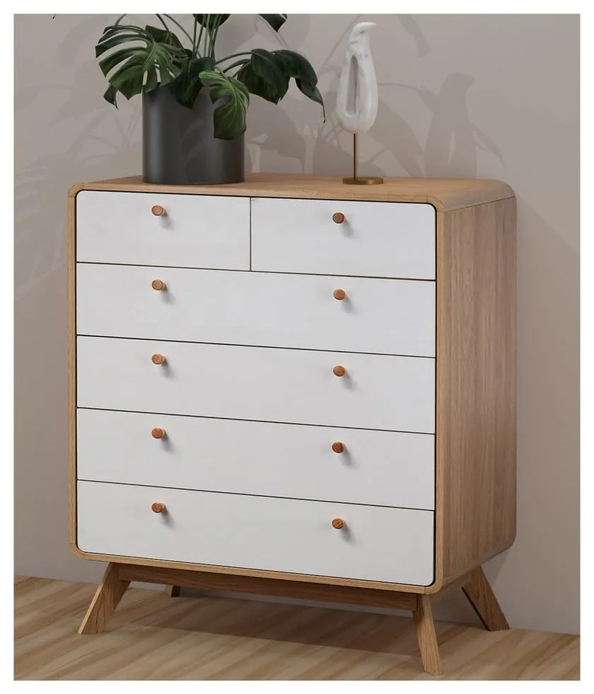 Vysoká komoda v dekore duba v bielo-prírodnej farbe 81x104 cm Caitlin – Støraa