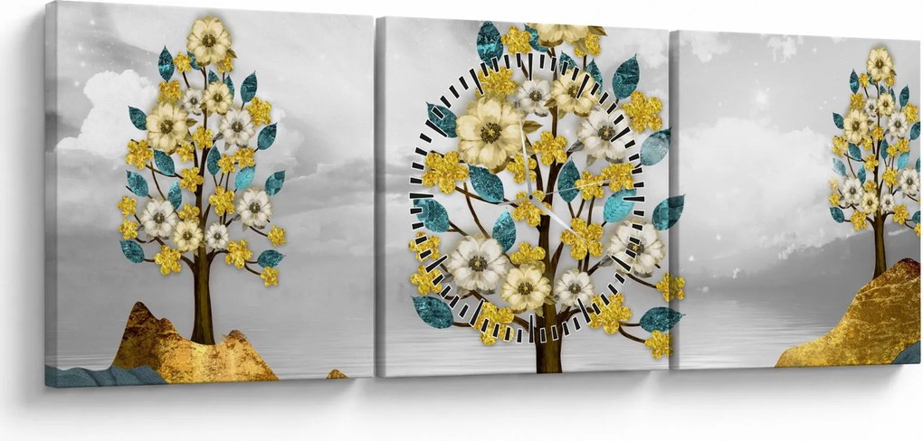 Obraz - Rozkvet (s hodinami) (90x30 cm)