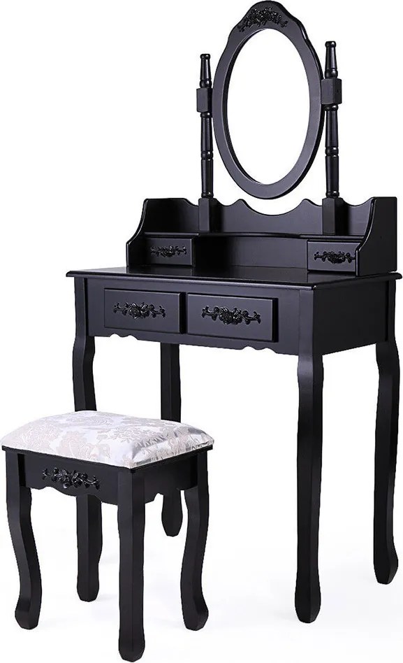 Toaletný stolík s taburetkou- Rome, čierny