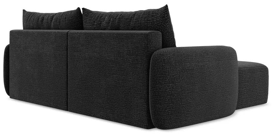 Čierna rozkladacia/s úložným priestorom rohová pohovka (ľavý roh) Kalena – Makamii