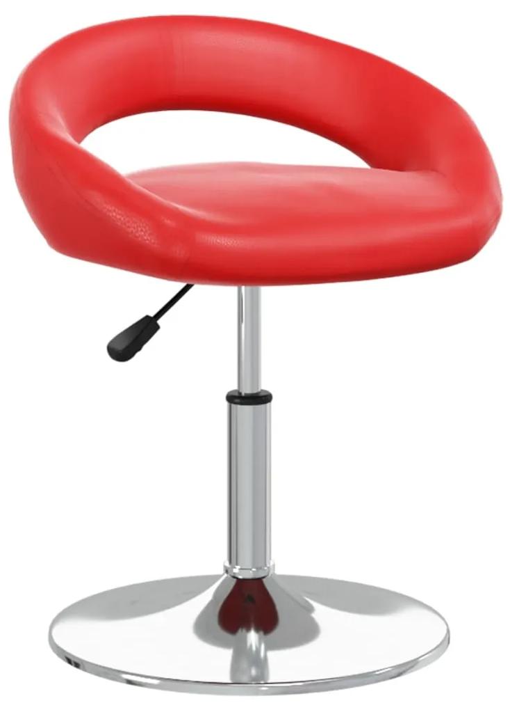 vidaXL Otočná jedálenská stolička červená umelá koža