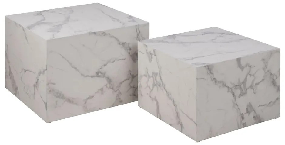 Biele konferenčné stolíky v dekore mramoru v súprave 2 ks 58x58 cm Dice – Actona