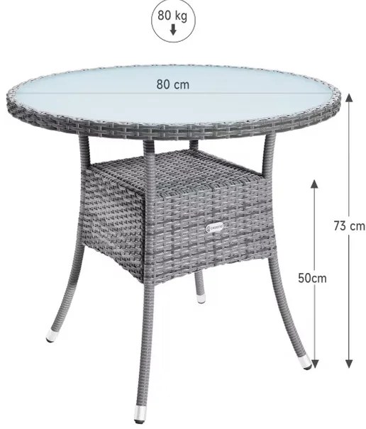 InternetovaZahrada Ratanový stôl Ø80 cm - sivý